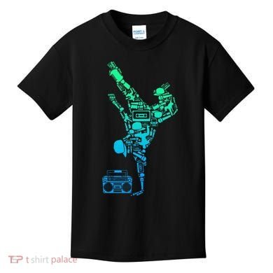 Breakdancer Breakdancing With Hip Hop Dance Music Boombox Kids T-Shirt