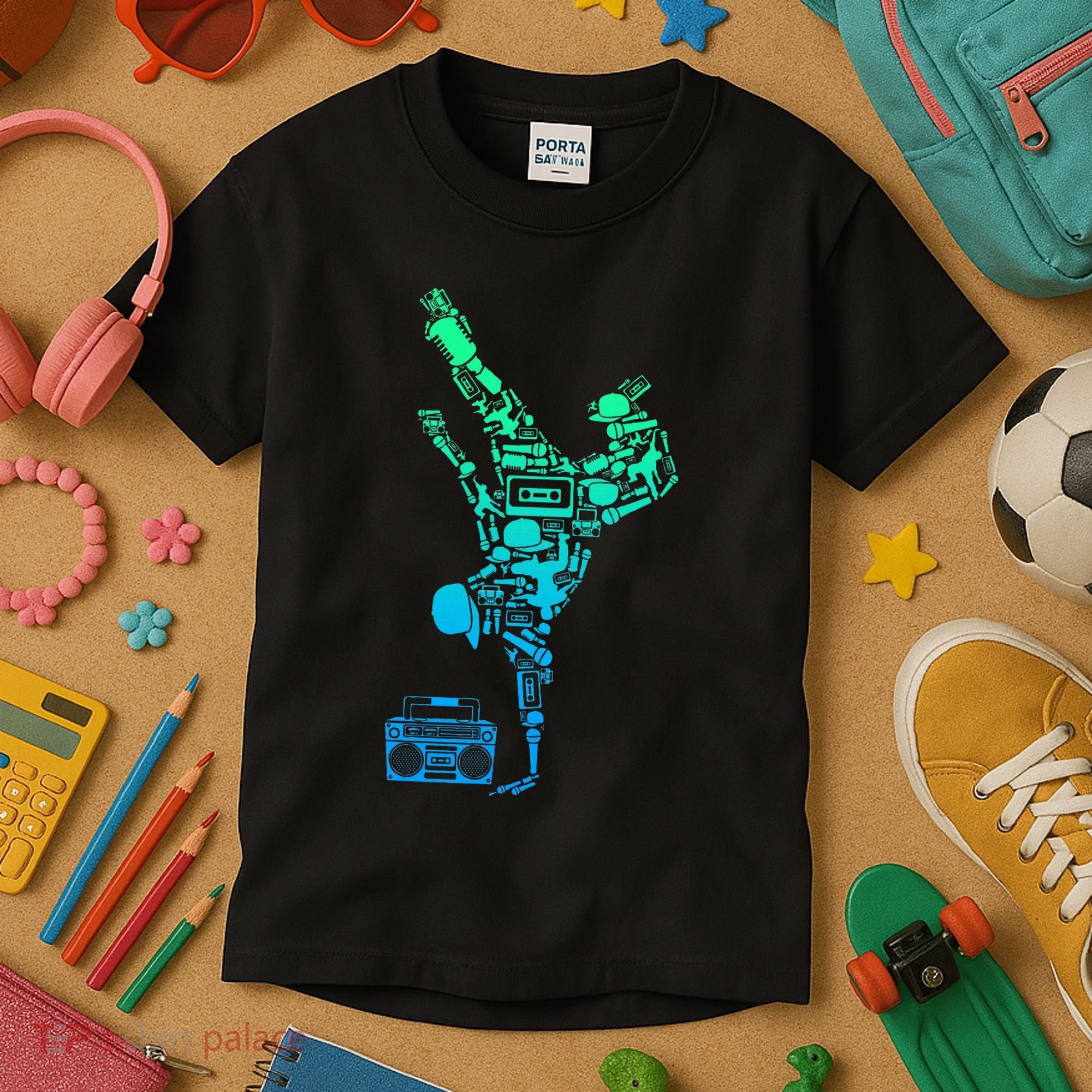 Breakdancer Breakdancing With Hip Hop Dance Music Boombox Kids T-Shirt