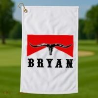 Bryan Bullhead Western Cowboy Cow Skull Golf Towel thumb 1