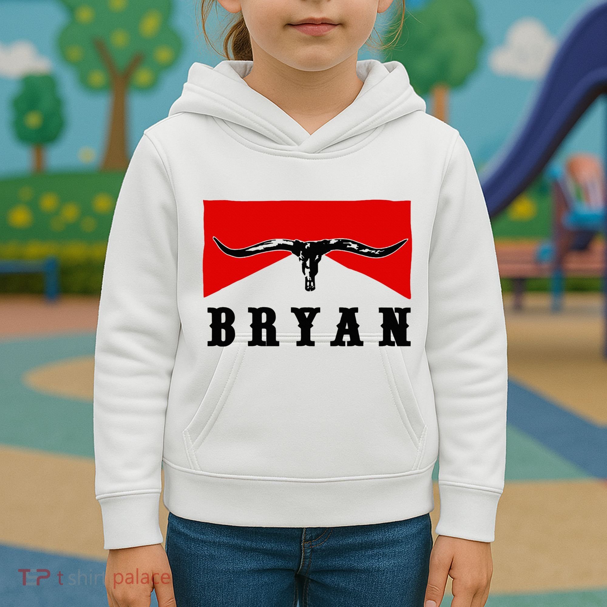Bryan Bullhead Western Cowboy Cow Skull Kids Hoodie