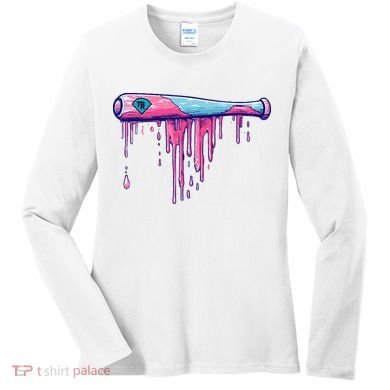 Baseball Bat With Sprinkles Drip Women's Long Sleeve Shirt