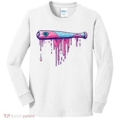 Baseball Bat With Sprinkles Drip Kids Long Sleeve Shirt