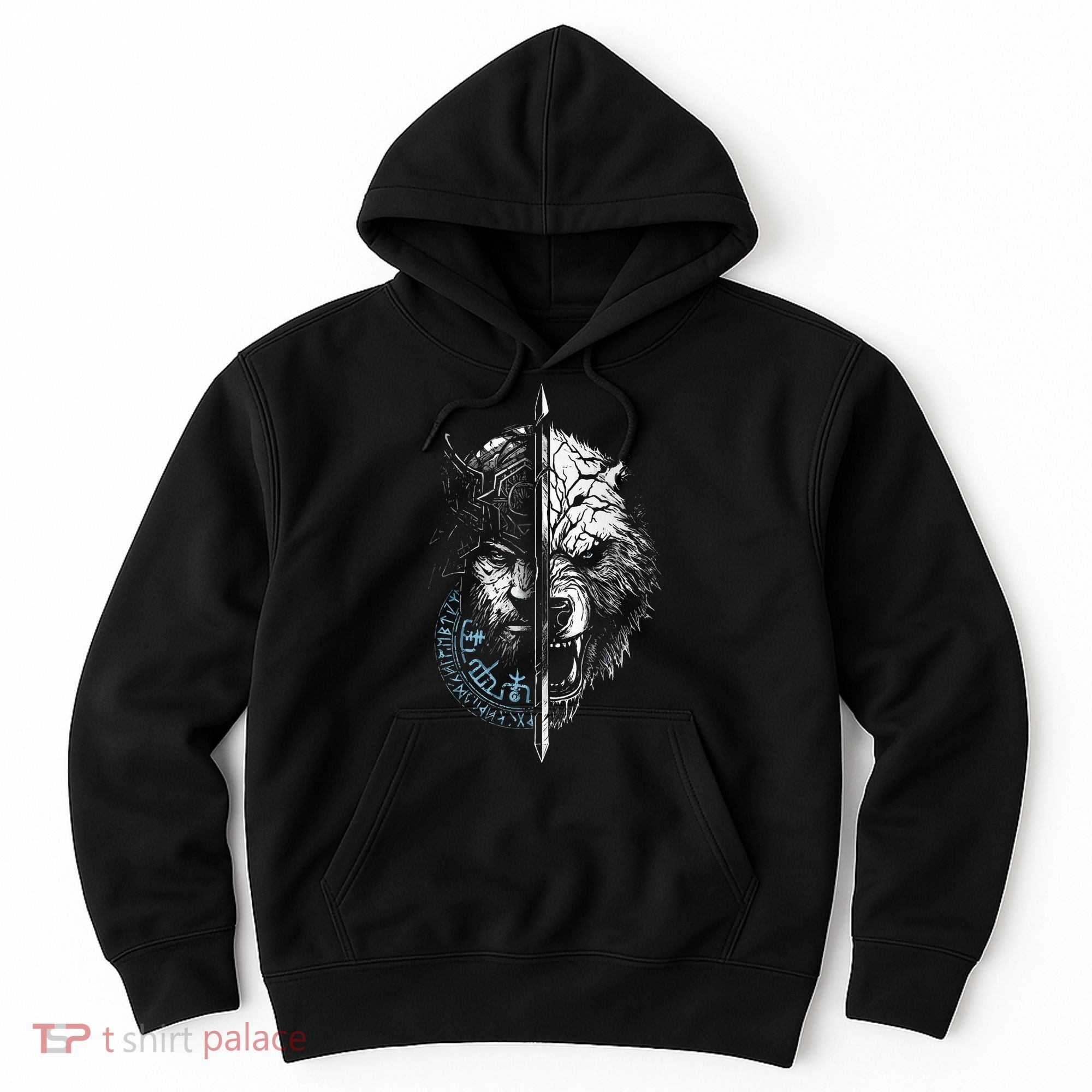 Berserker Bear Warrior Odin Runes Nordic Compass Hoodie