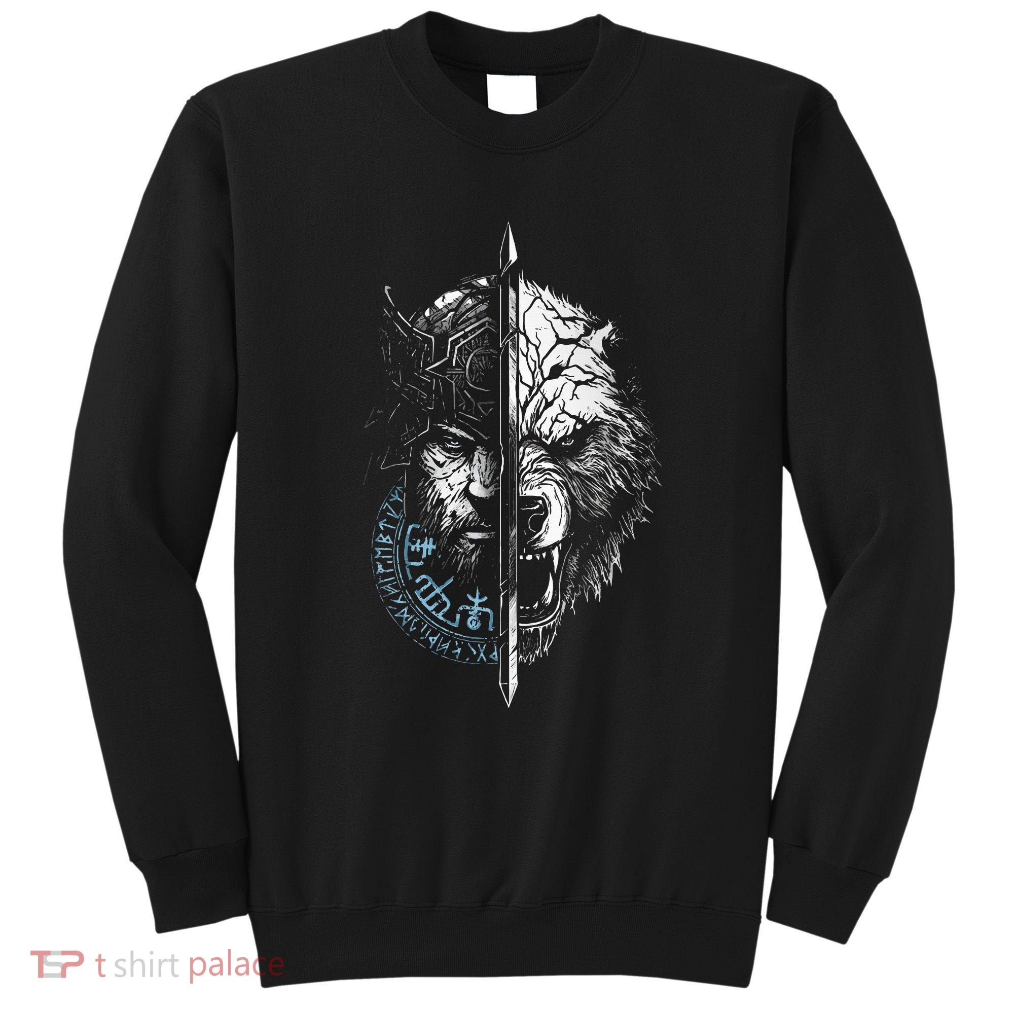 Berserker Bear Warrior Odin Runes Nordic Compass Sweatshirt