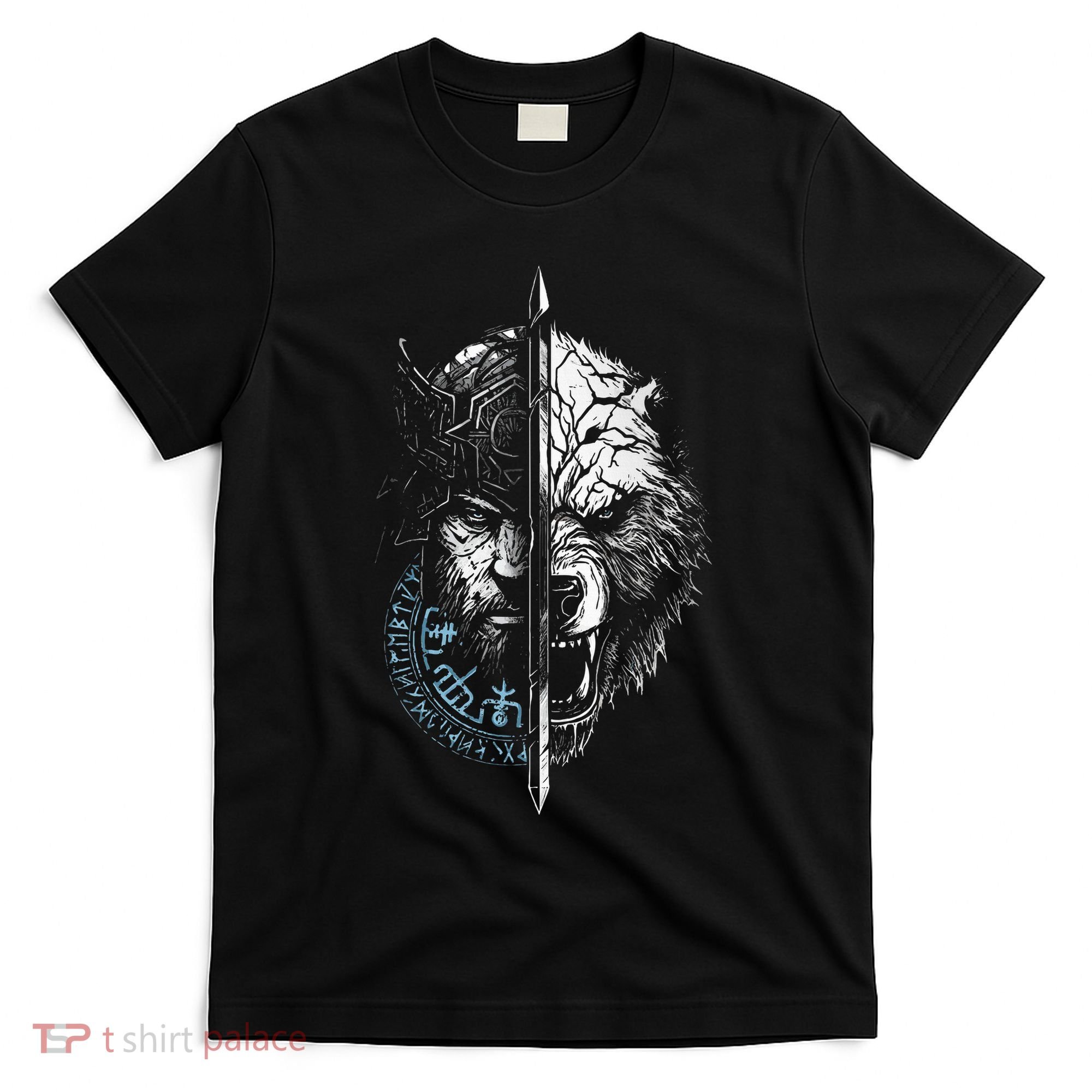 Berserker Bear Warrior Odin Runes Nordic Compass T-Shirt