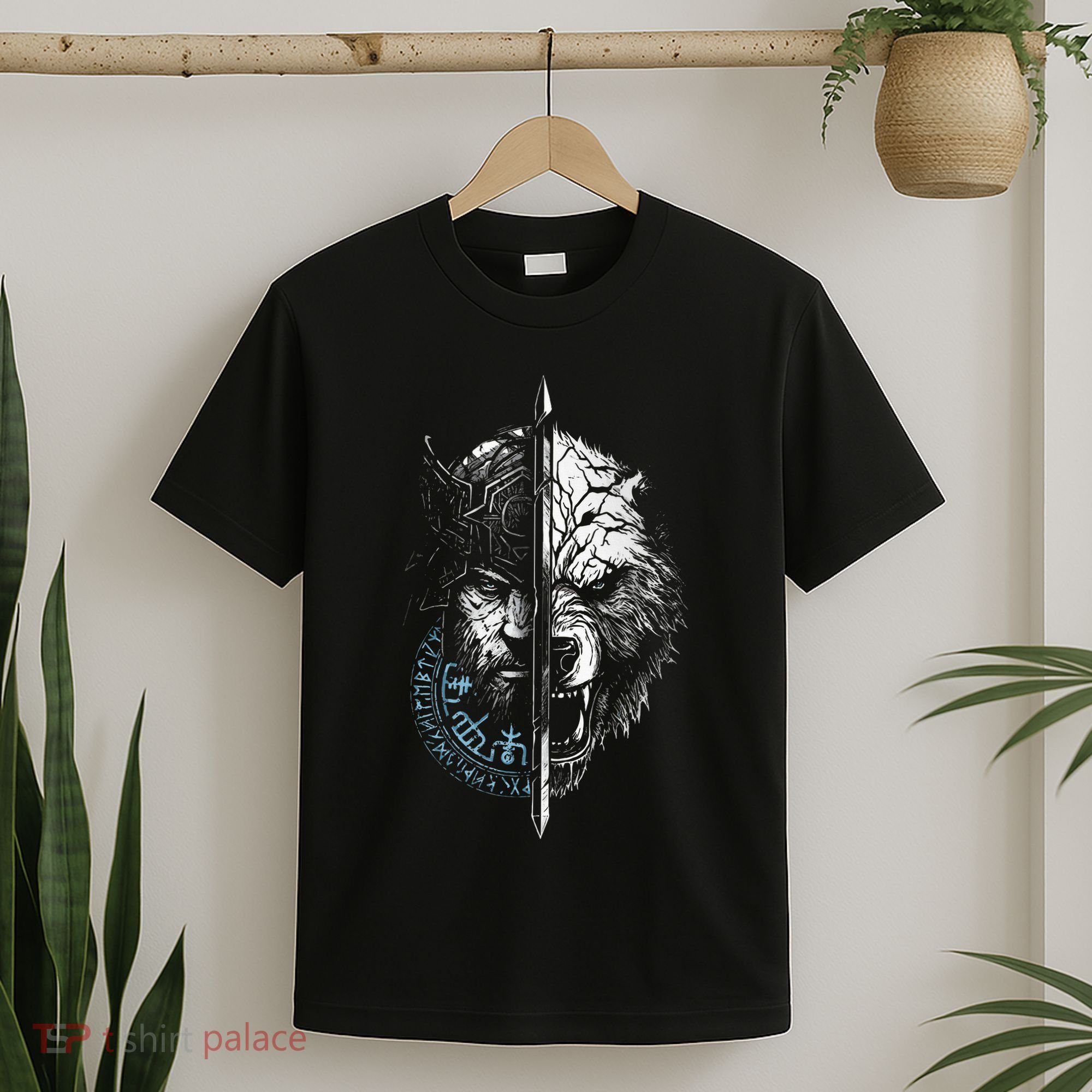 Berserker Bear Warrior Odin Runes Nordic Compass T-Shirt