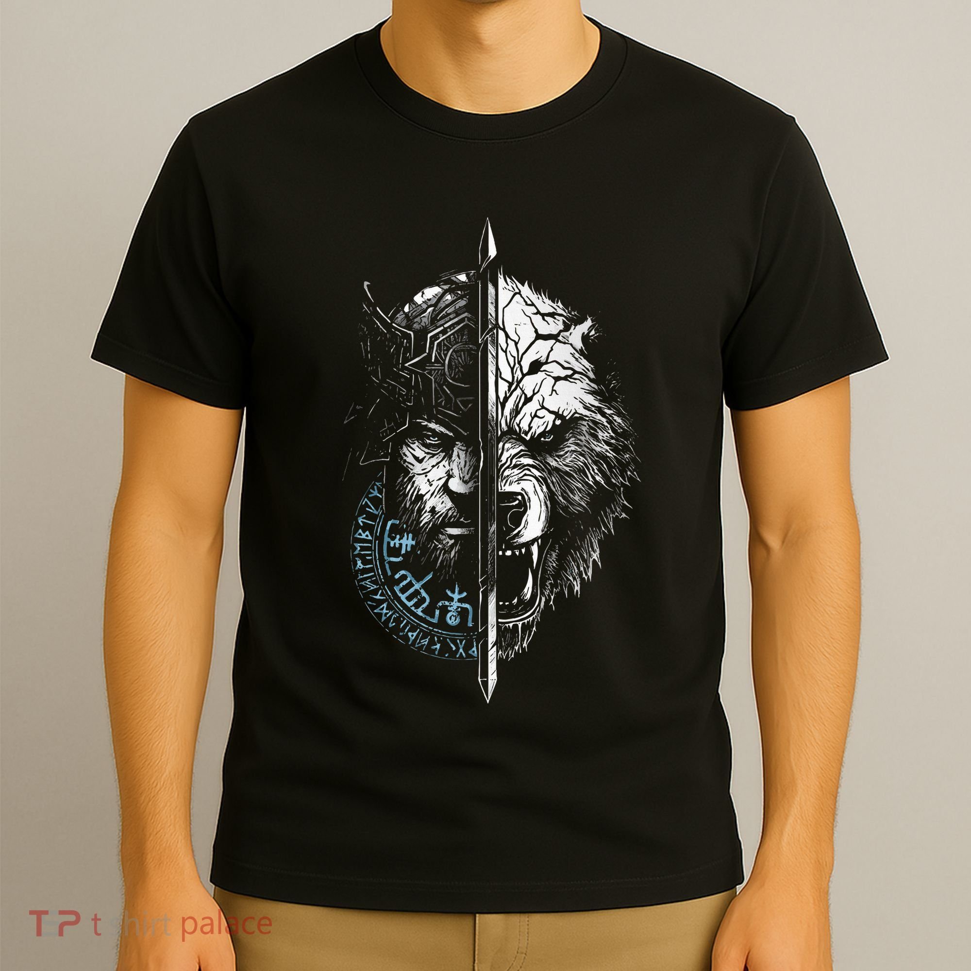 Berserker Bear Warrior Odin Runes Nordic Compass T-Shirt