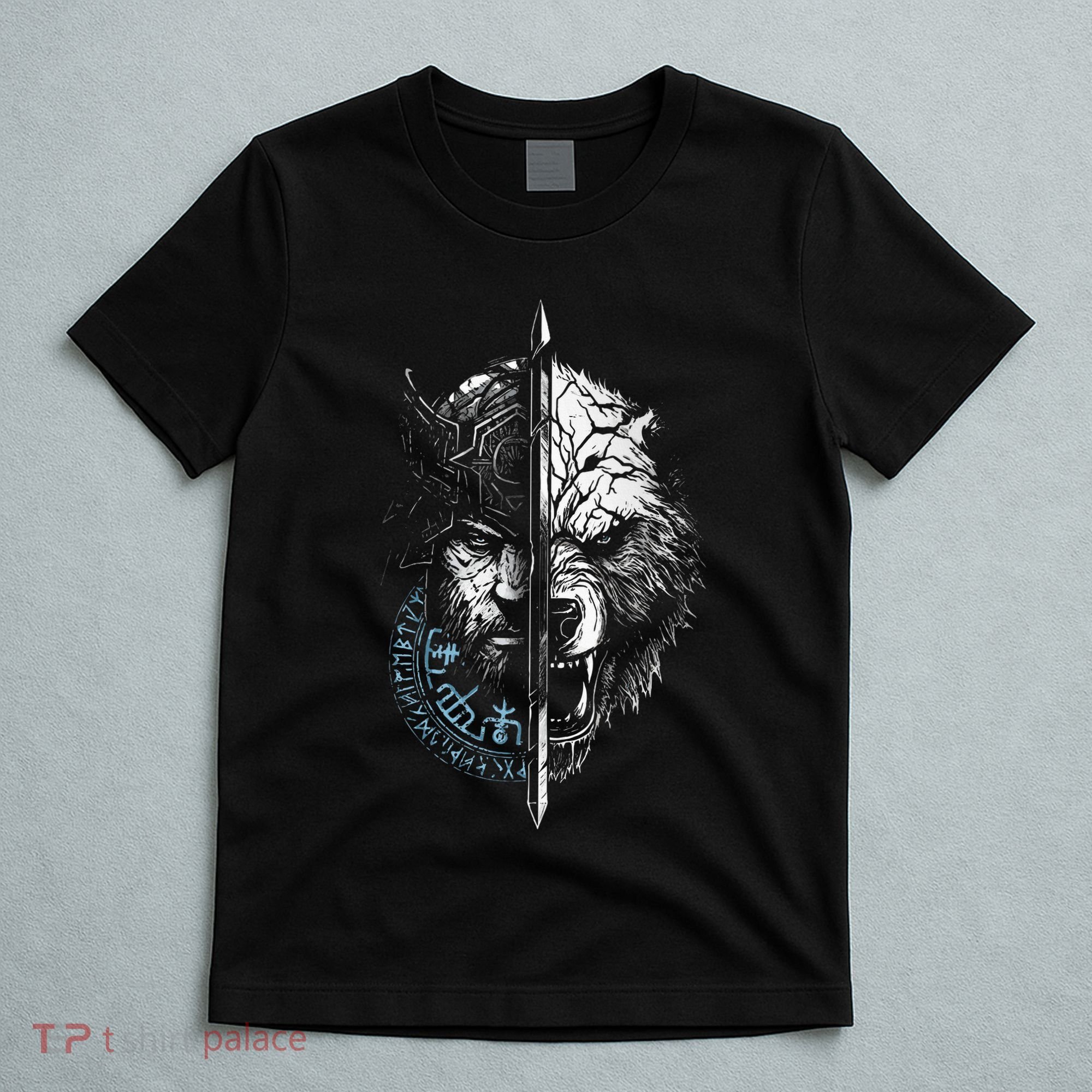 Berserker Bear Warrior Odin Runes Nordic Compass T-Shirt