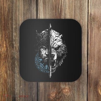 Berserker Bear Warrior Odin Runes Nordic Compass Coaster