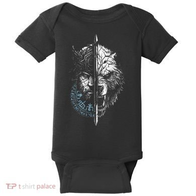Berserker Bear Warrior Odin Runes Nordic Compass Baby Bodysuit