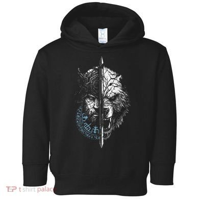 Berserker Bear Warrior Odin Runes Nordic Compass Toddler Hoodie