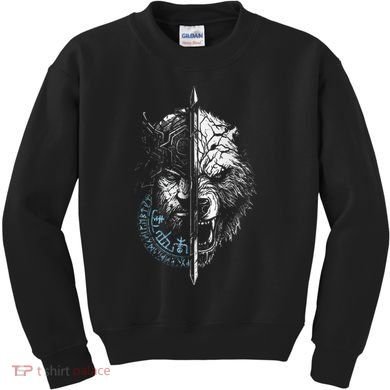 Berserker Bear Warrior Odin Runes Nordic Compass Kids Sweatshirt