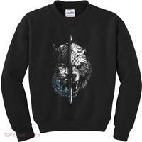 Berserker Bear Warrior Odin Runes Nordic Compass Kids Sweatshirt thumb 0