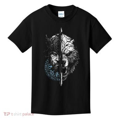 Berserker Bear Warrior Odin Runes Nordic Compass Kids T-Shirt