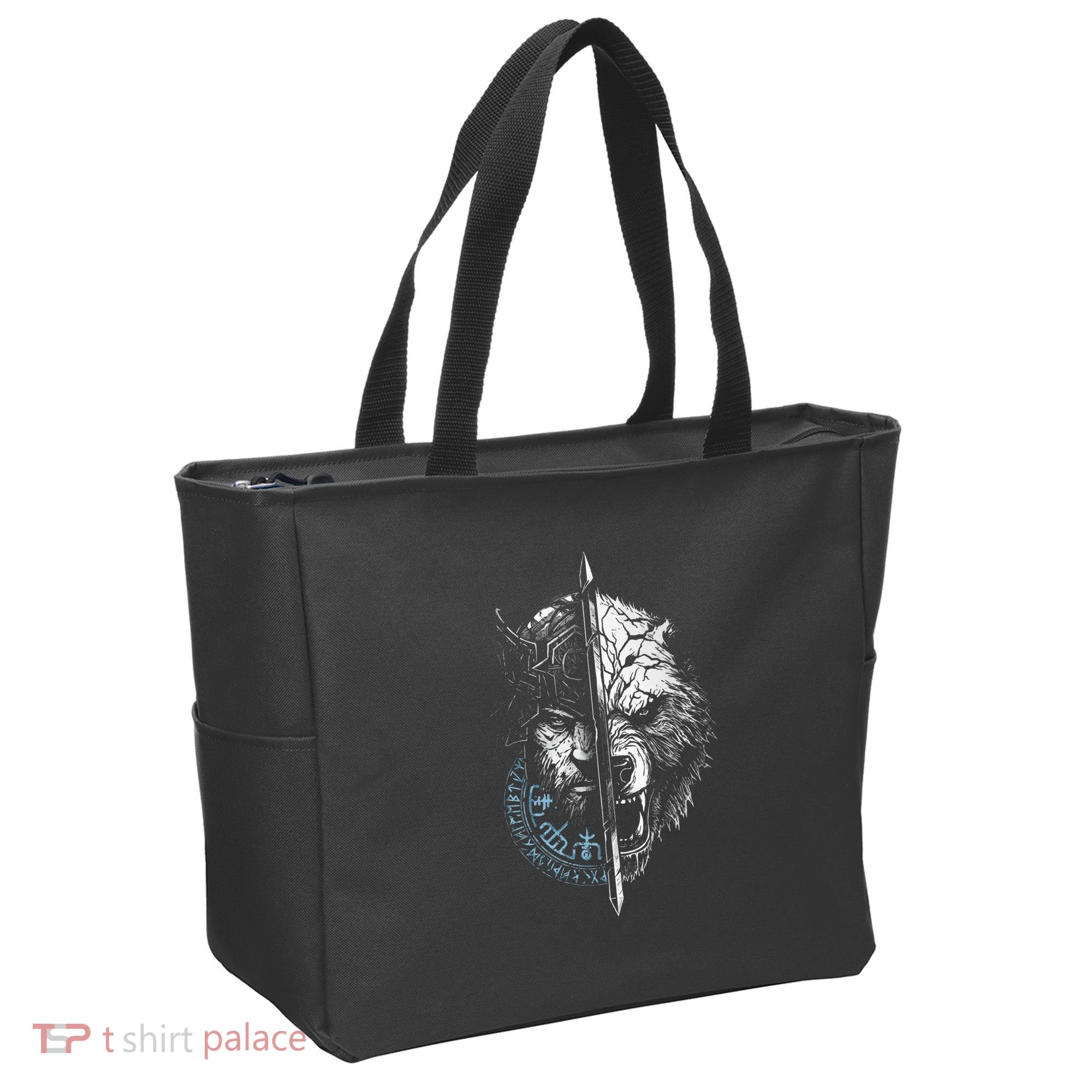 Berserker Bear Warrior Odin Runes Nordic Compass Tote Bag