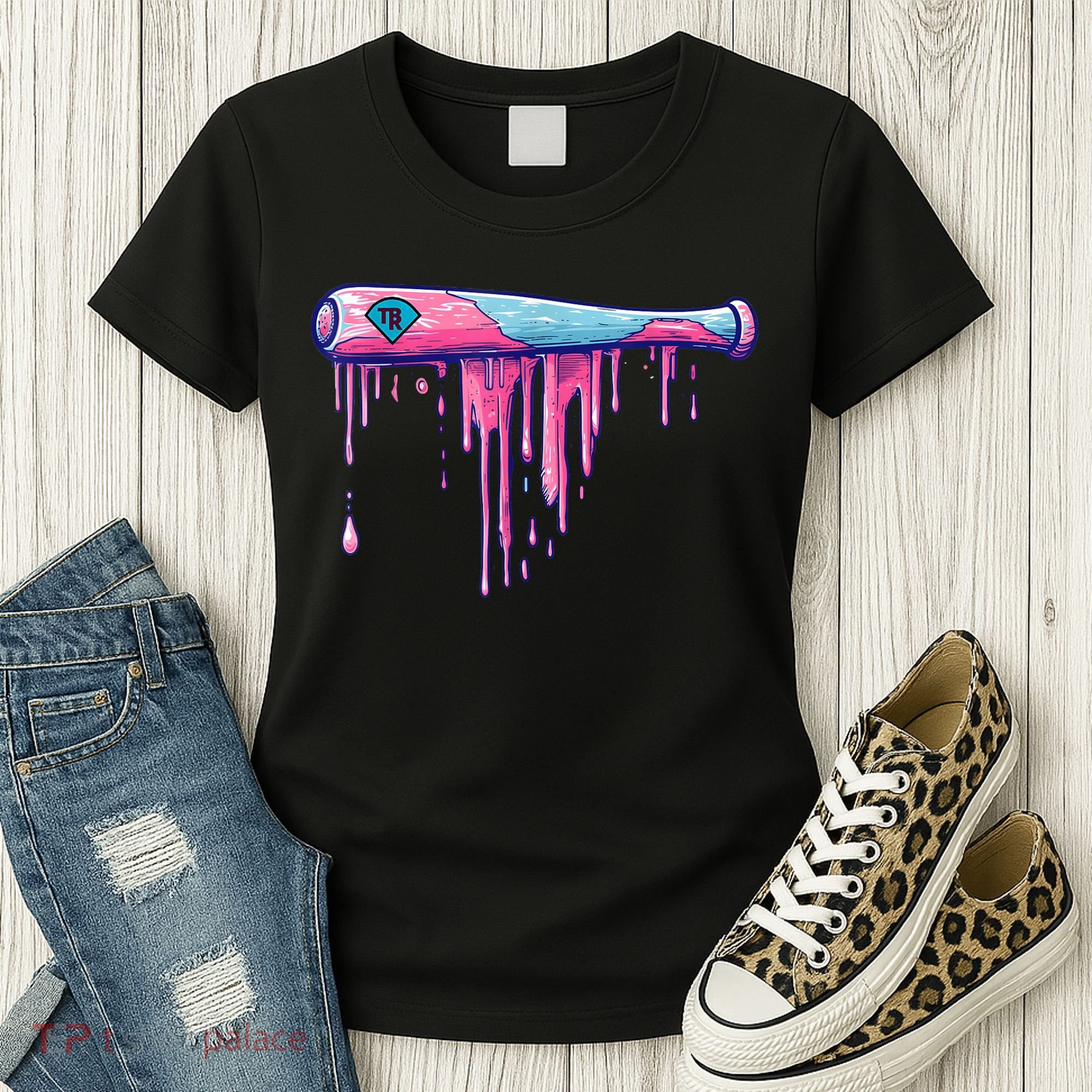 Baseball Bat With Sprinkles Drip Women's T-Shirt