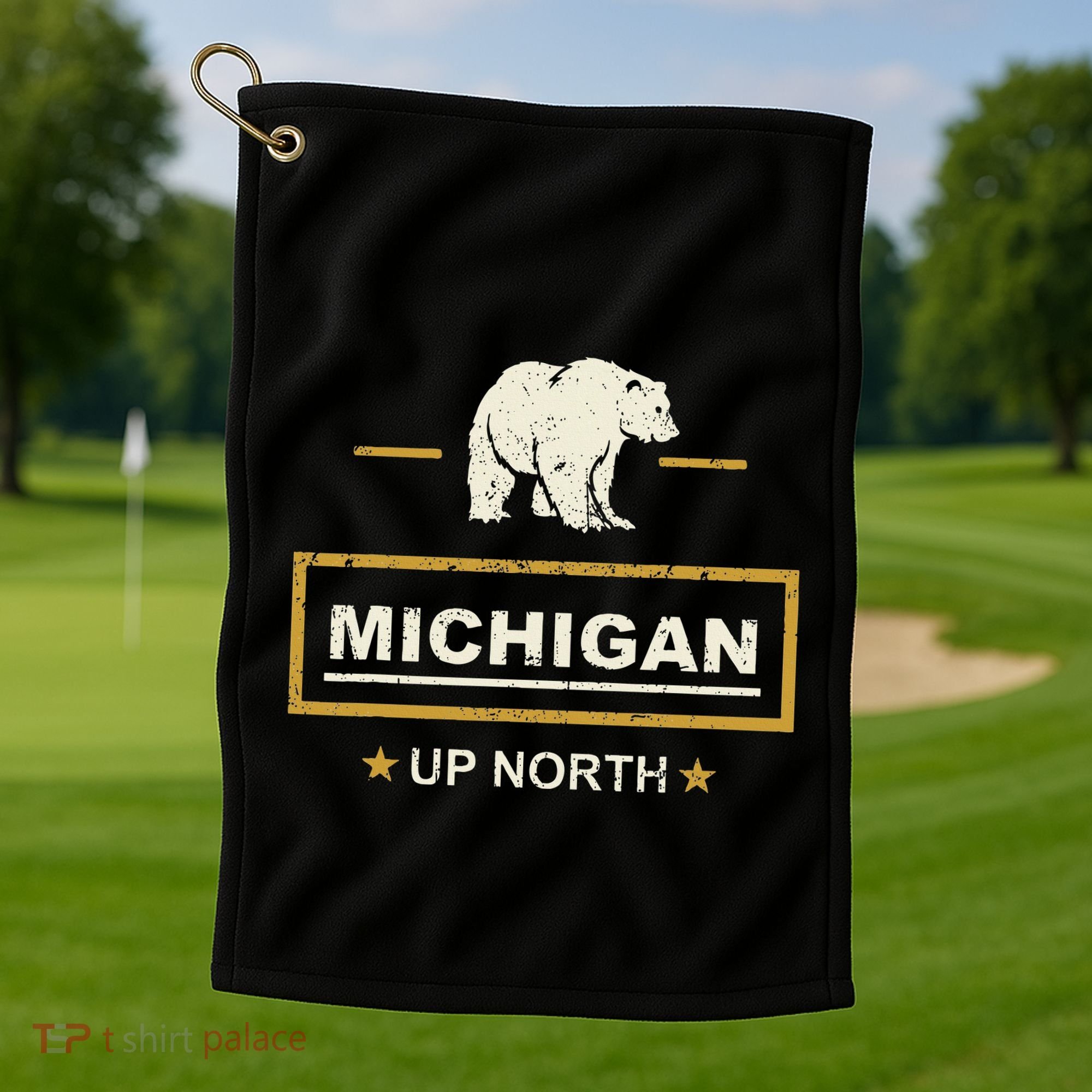 Black Bear  Wo Upper Peninsula Michigan Up North Golf Towel