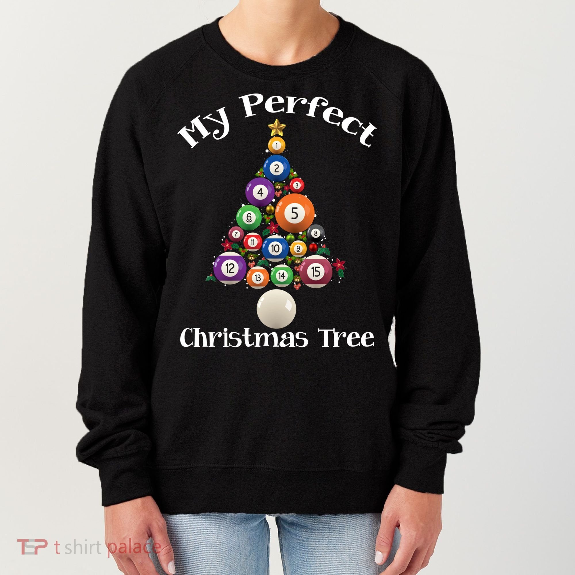 Billiard Ball Xmas Tree Meaningful Gift Pool Billiards Christmas Great Gift Women's Sweatshirt