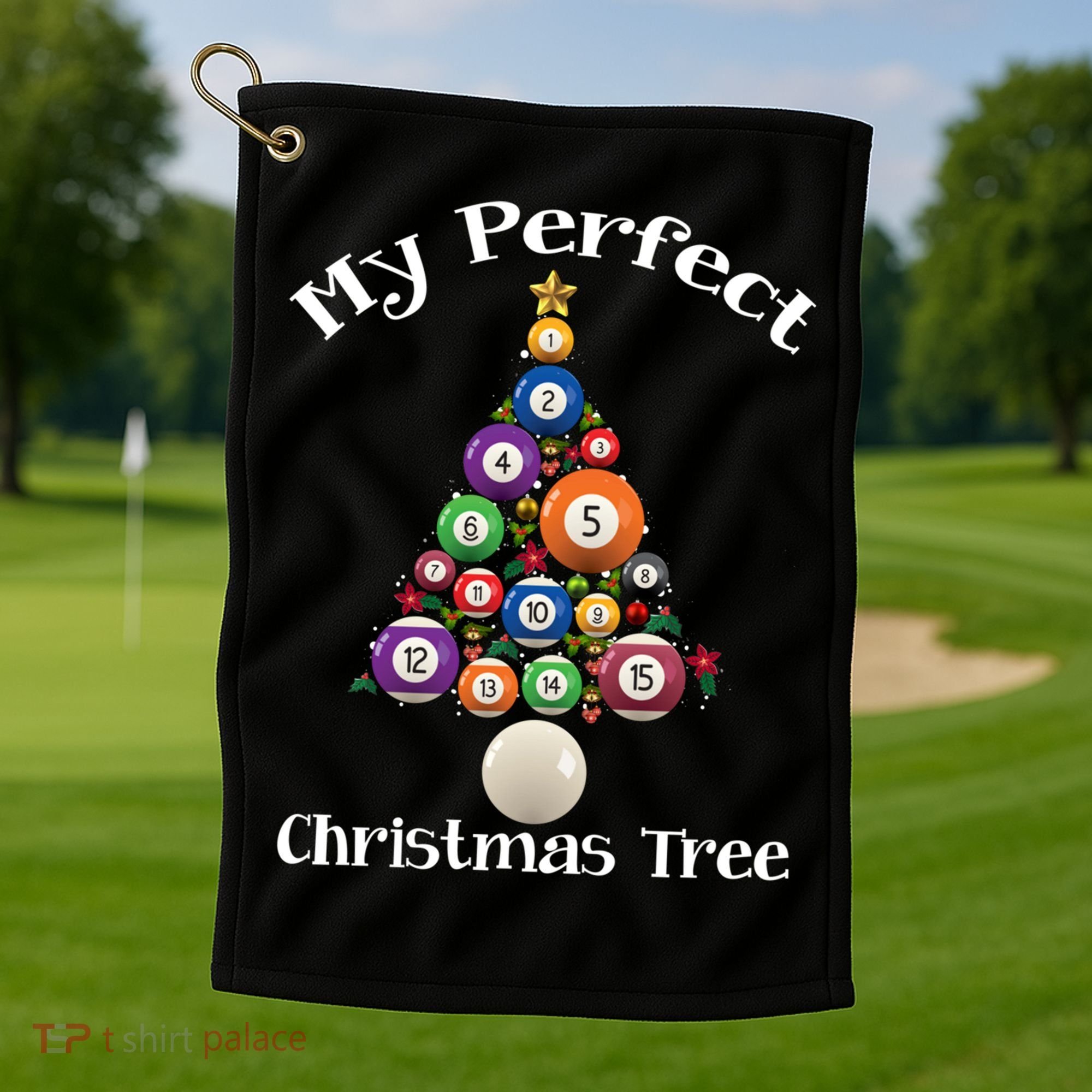 Billiard Ball Xmas Tree Meaningful Gift Pool Billiards Christmas Great Gift Golf Towel