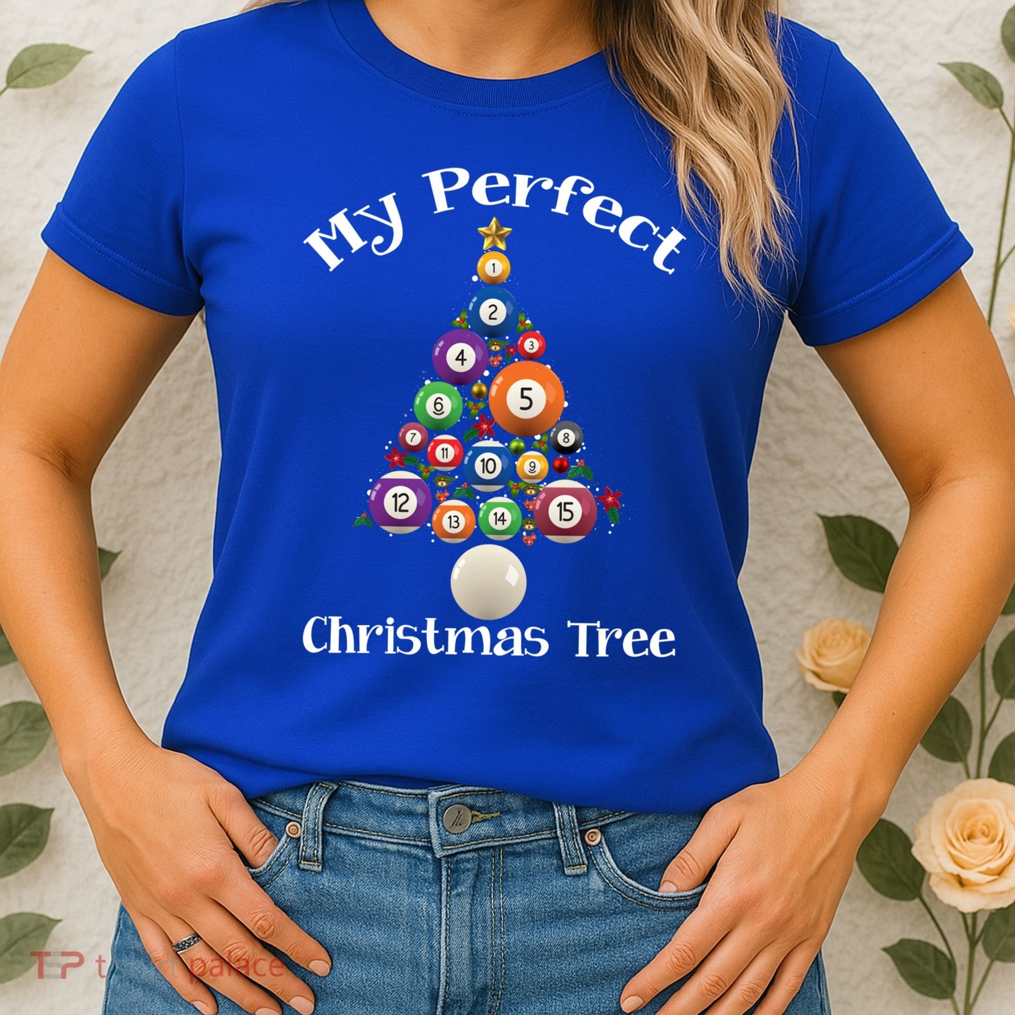 Billiard Ball Xmas Tree Meaningful Gift Pool Billiards Christmas Great Gift Women's T-Shirt