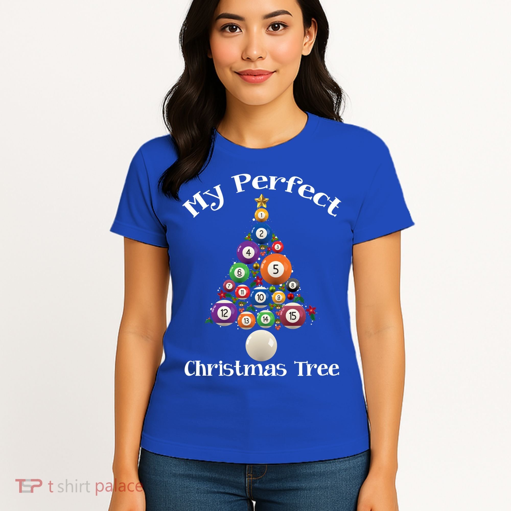 Billiard Ball Xmas Tree Meaningful Gift Pool Billiards Christmas Great Gift Women's T-Shirt