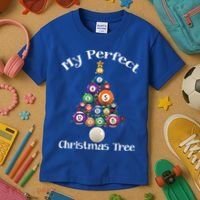 Billiard Ball Xmas Tree Meaningful Gift Pool Billiards Christmas Great Gift Kids T-Shirt thumb 3