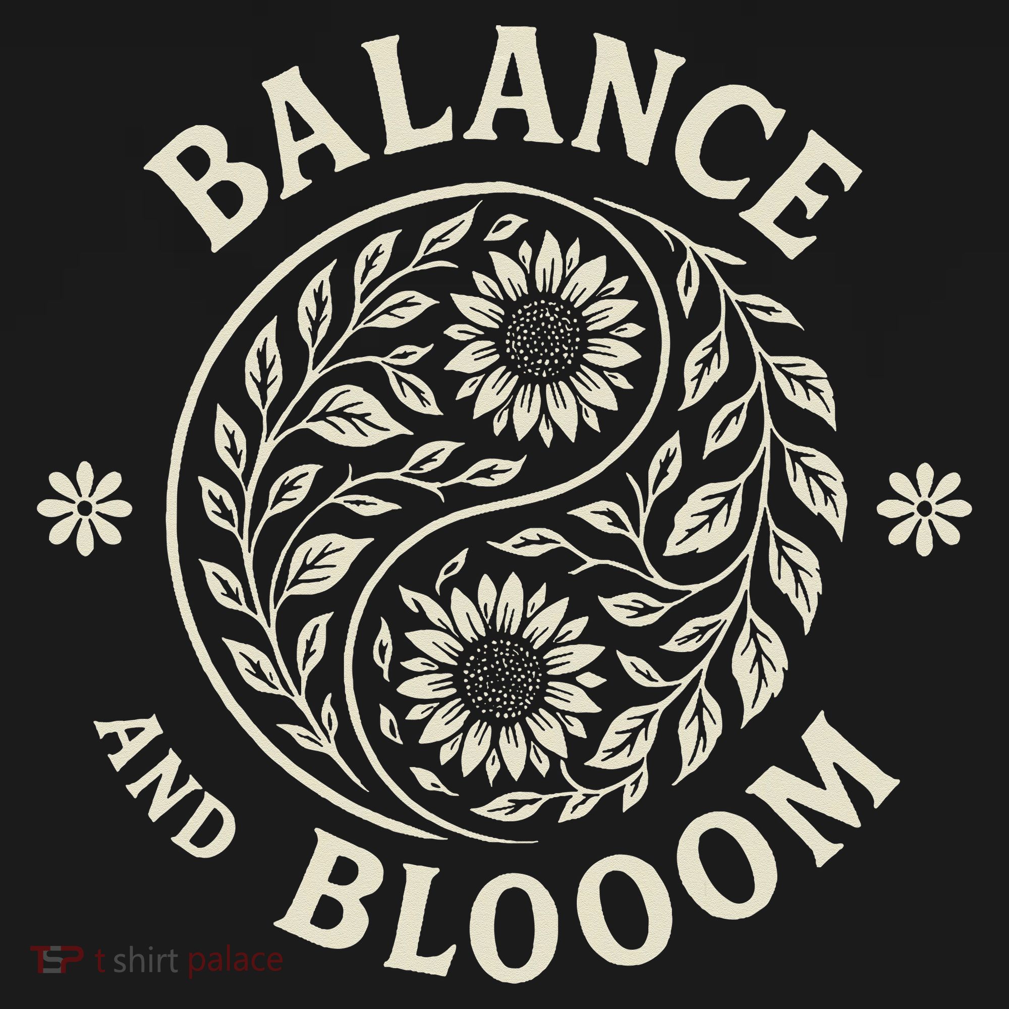 Balance Blooom Yin Yang Floral Zen Nature Boho Calm Coaster