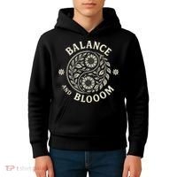 Balance Blooom Yin Yang Floral Zen Nature Boho Calm Kids Hoodie thumb 4
