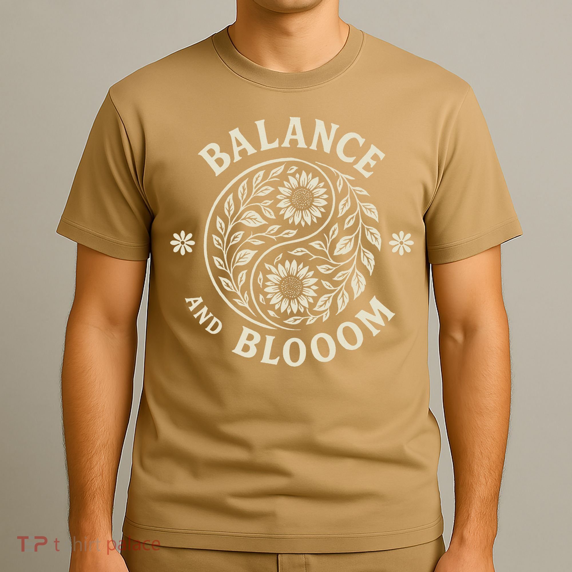 Balance Blooom Yin Yang Floral Zen Nature Boho Calm T-Shirt