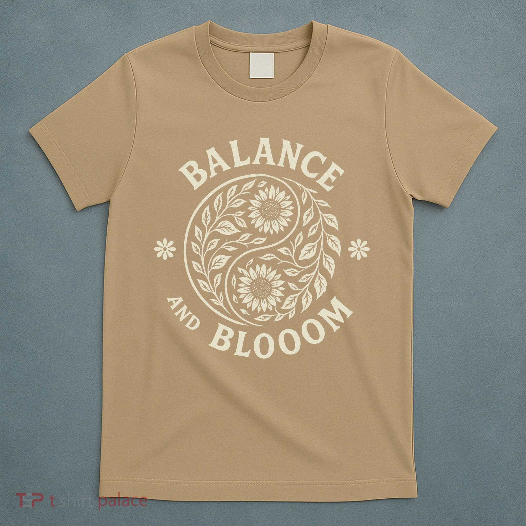 Balance Blooom Yin Yang Floral Zen Nature Boho Calm T-Shirt