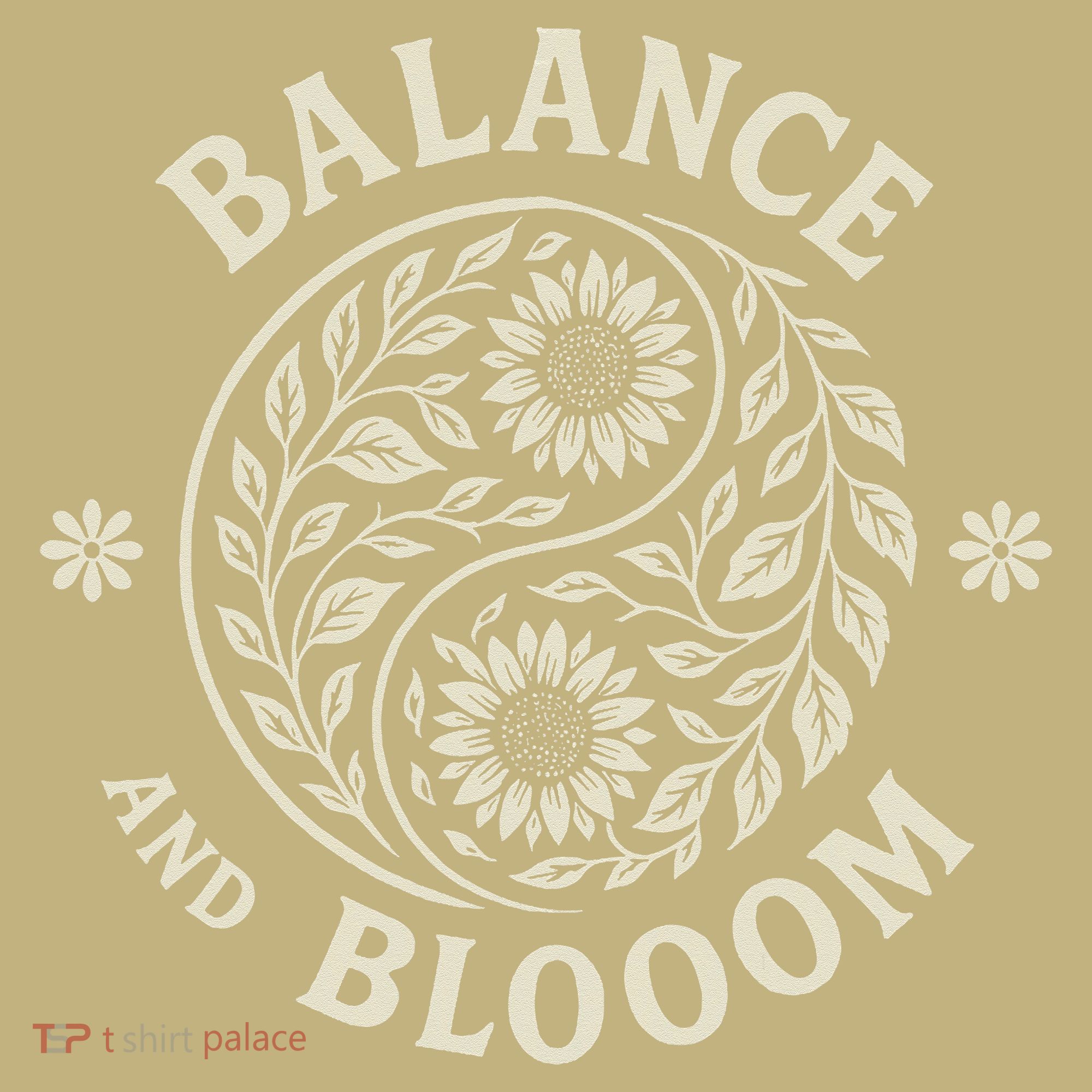 Balance Blooom Yin Yang Floral Zen Nature Boho Calm T-Shirt