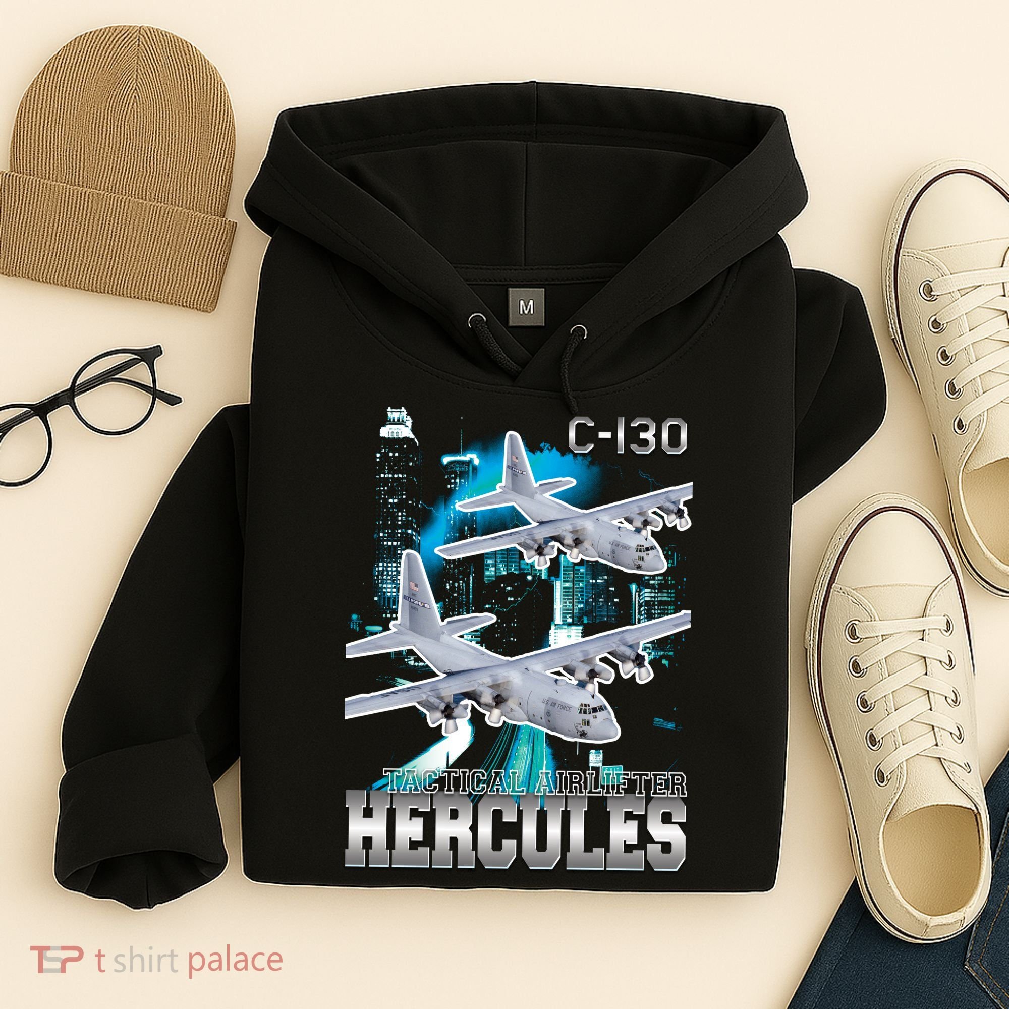 Bootleg C 130 Hercules USAF Aircraft Hoodie