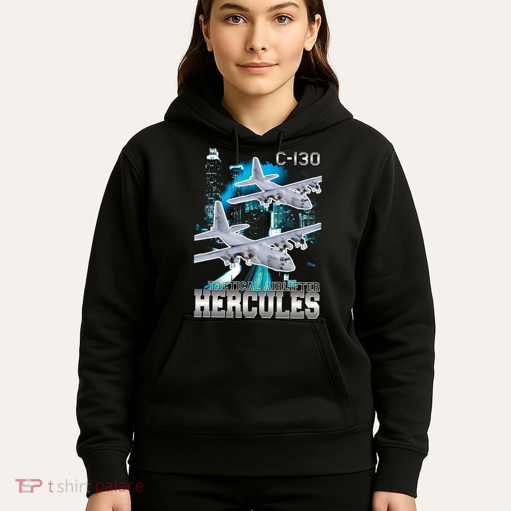 Bootleg C 130 Hercules USAF Aircraft Hoodie