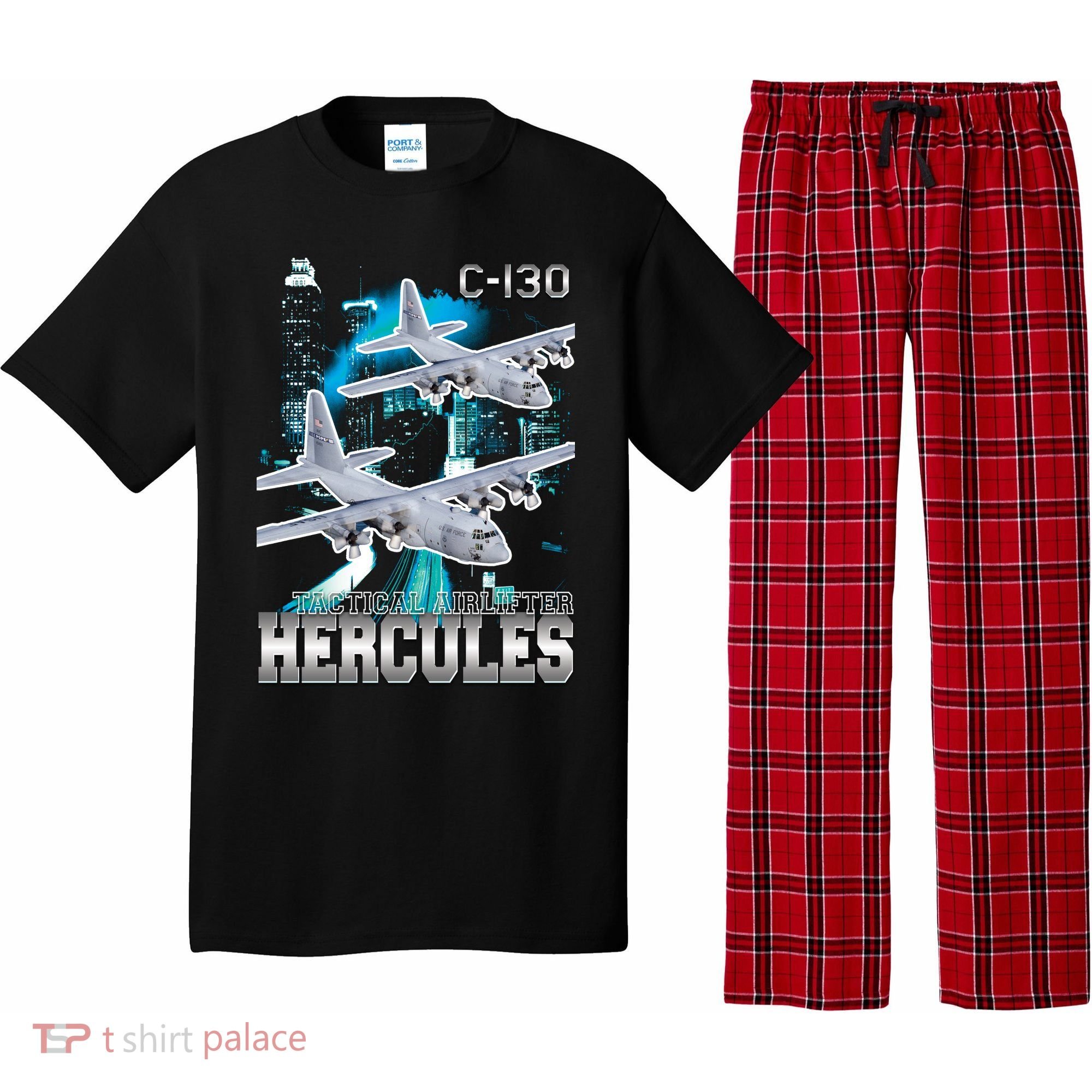 Bootleg C 130 Hercules USAF Aircraft Pajama Set