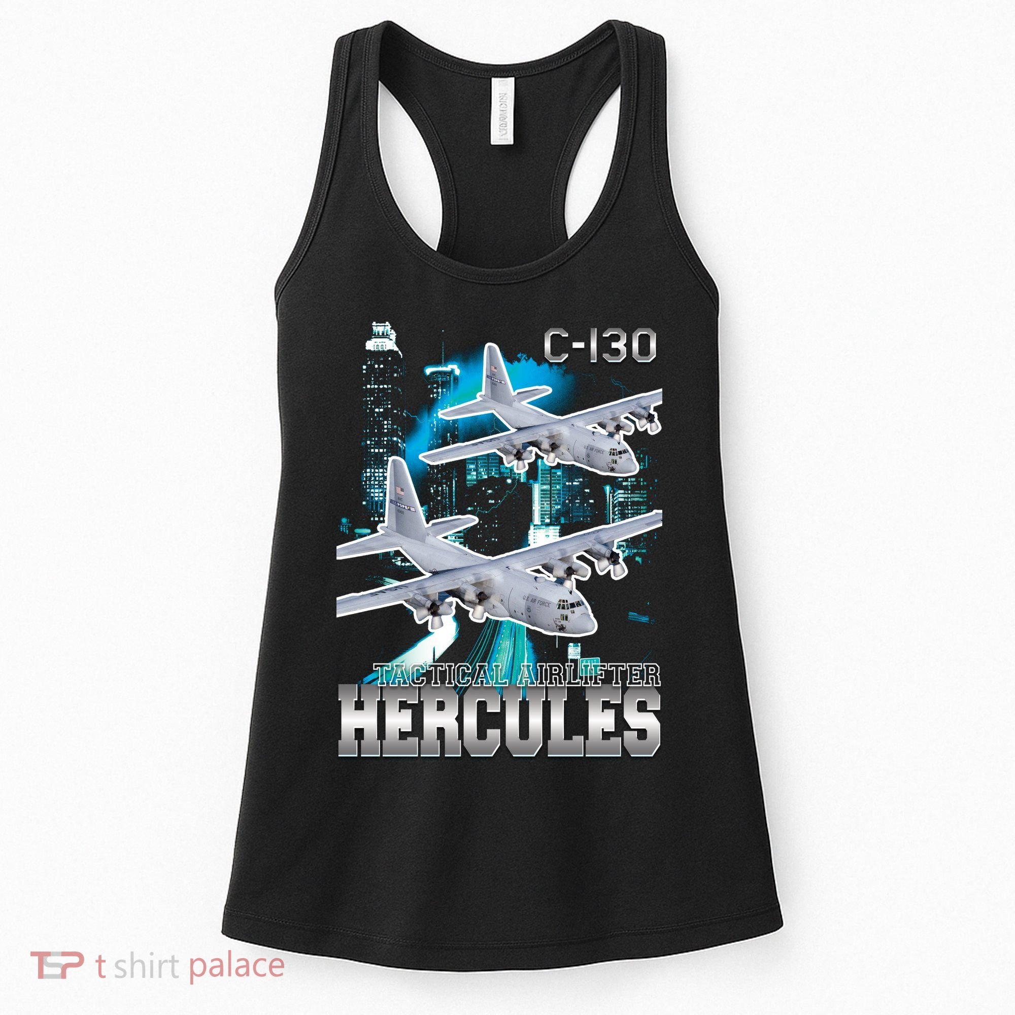 Bootleg C 130 Hercules USAF Aircraft Women's Tank Top