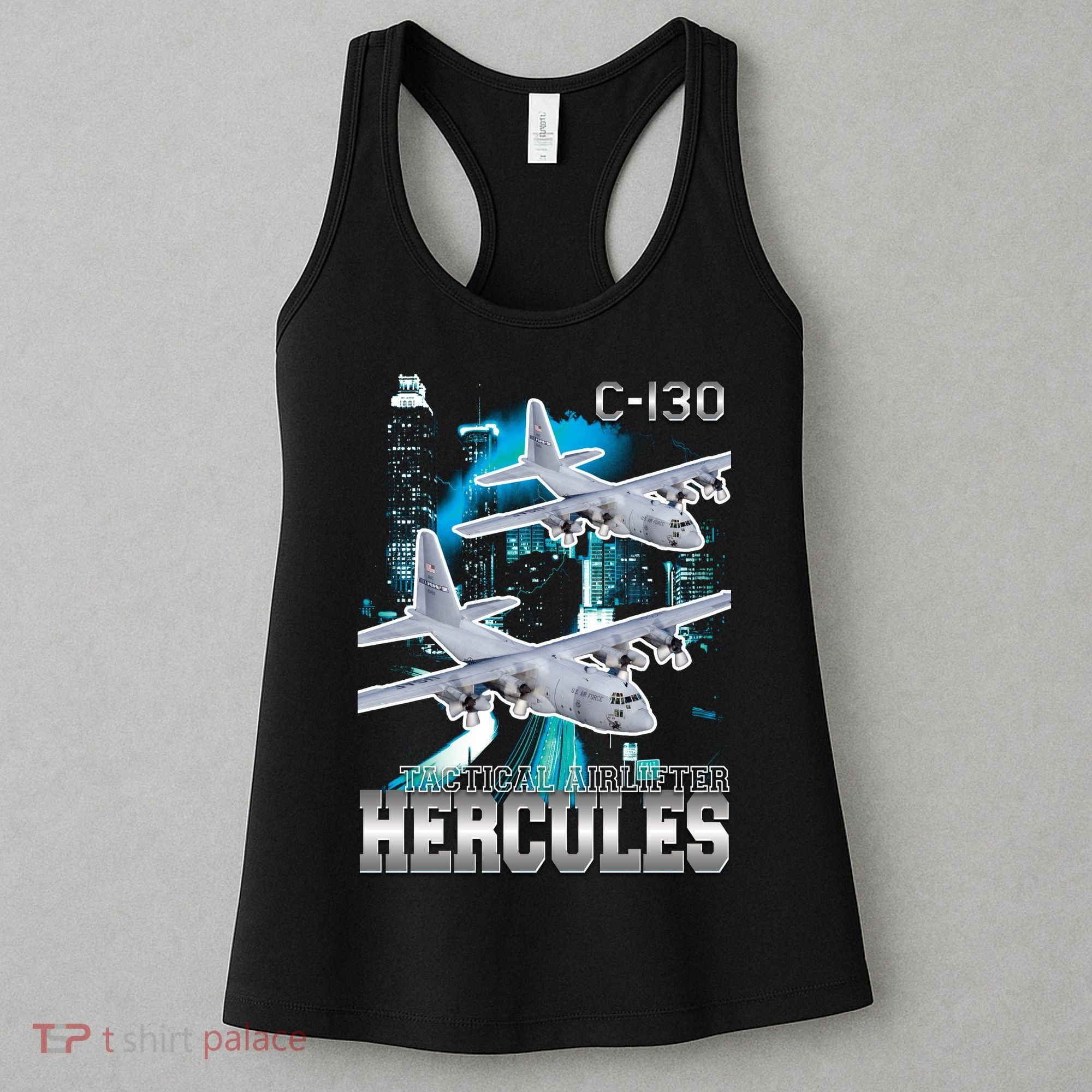 Bootleg C 130 Hercules USAF Aircraft Women's Tank Top
