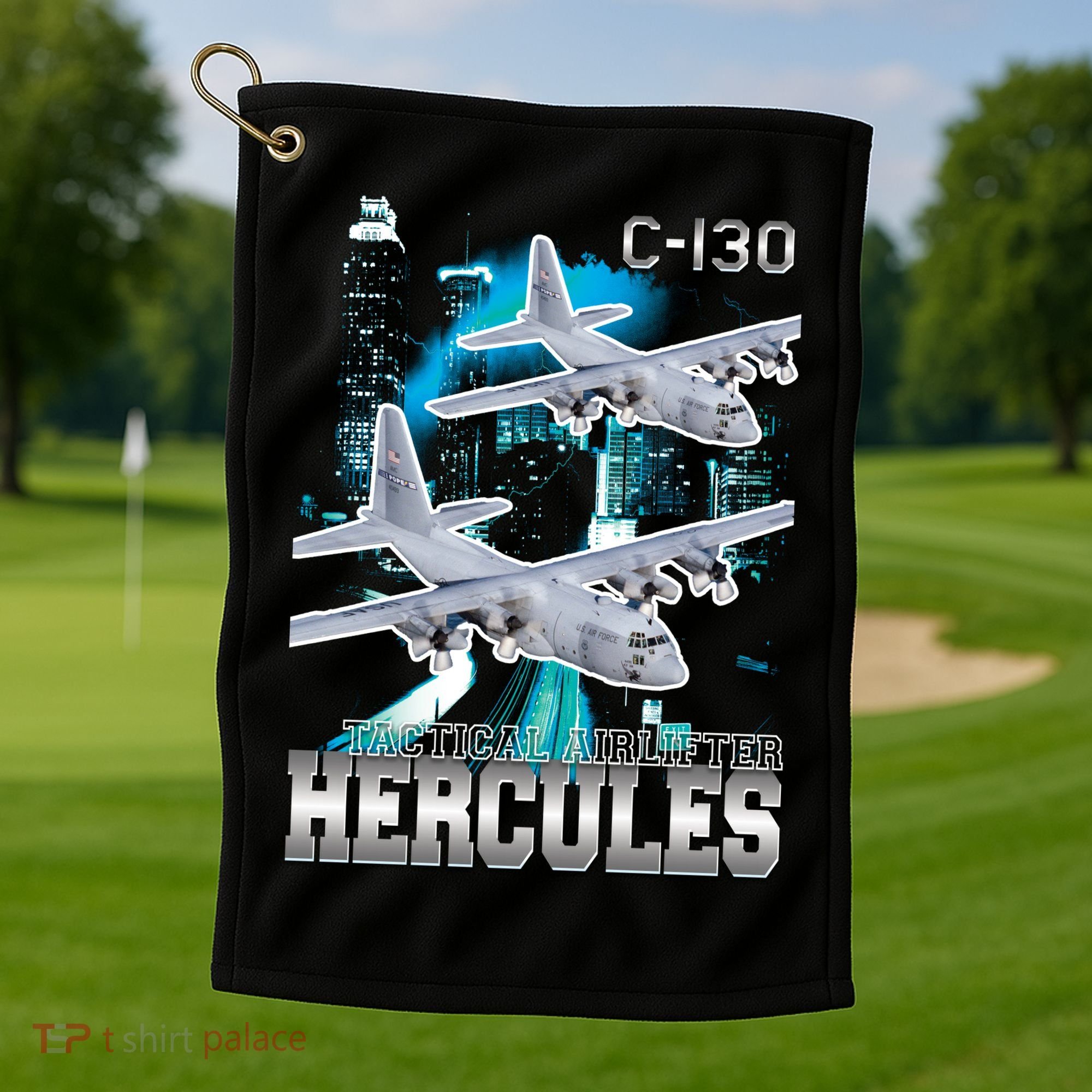 Bootleg C 130 Hercules USAF Aircraft Golf Towel
