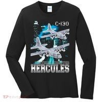 Bootleg C 130 Hercules USAF Aircraft Women's Long Sleeve Shirt thumb 0