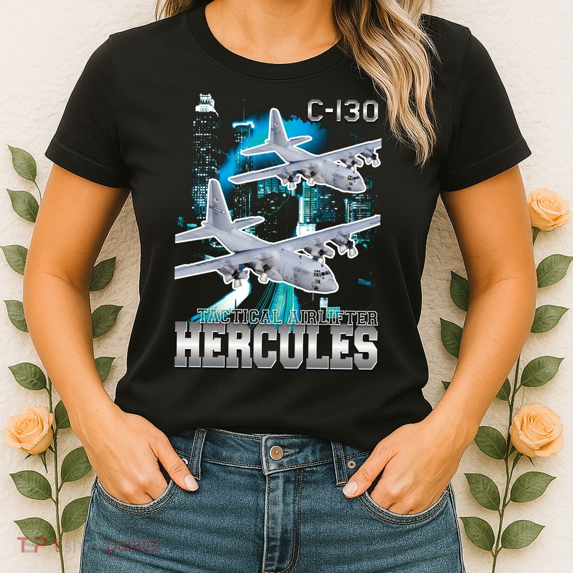 Bootleg C 130 Hercules USAF Aircraft Women's T-Shirt