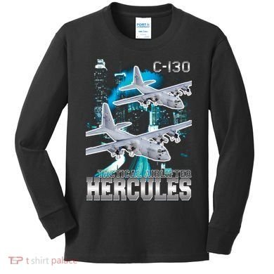 Bootleg C 130 Hercules USAF Aircraft Kids Long Sleeve Shirt