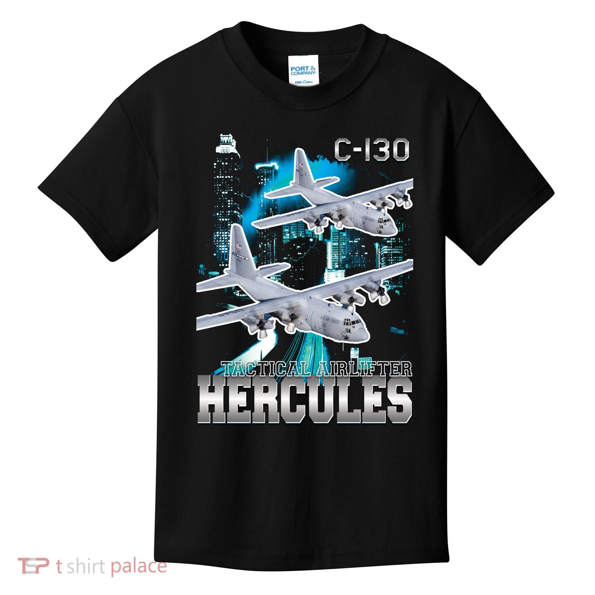 Bootleg C 130 Hercules USAF Aircraft Kids T-Shirt