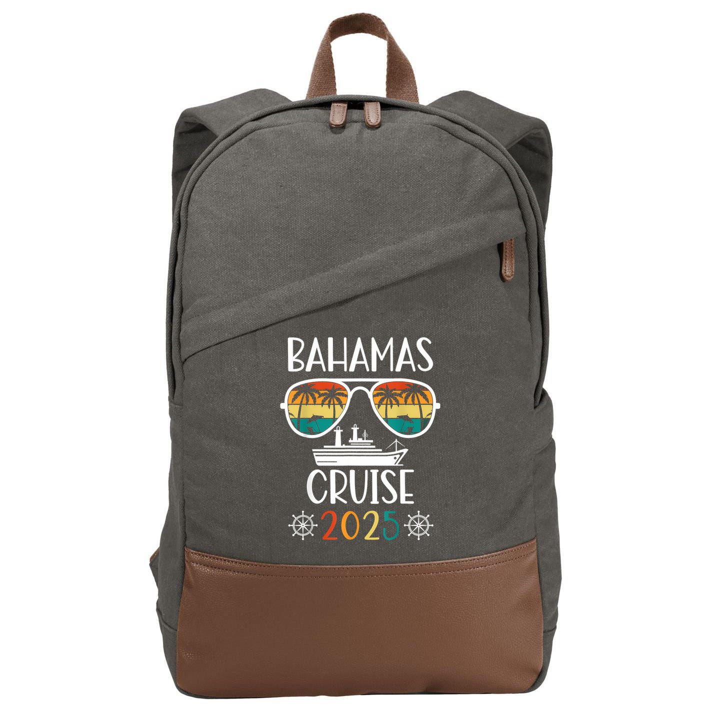 Bahamas Cruise 2025 Vacation Trip Matching Family Group Cotton Canvas Backpack