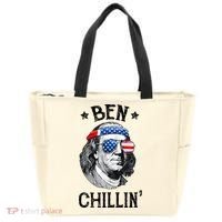 Ben Chillin 4th of July Ben Franklin USA Independence Flag Tote Bag thumb 0