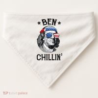Ben Chillin 4th of July Ben Franklin USA Independence Flag USA-Made Doggie Bandana thumb 0