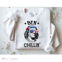 Ben Chillin 4th of July Ben Franklin USA Independence Flag Sweatshirt thumb 2