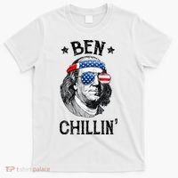 Ben Chillin 4th of July Ben Franklin USA Independence Flag T-Shirt thumb 0