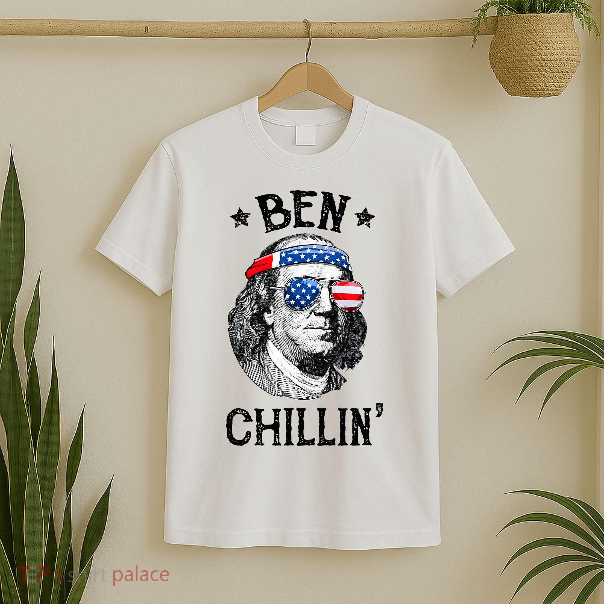 Ben Chillin 4th of July Ben Franklin USA Independence Flag T-Shirt