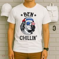 Ben Chillin 4th of July Ben Franklin USA Independence Flag T-Shirt thumb 6