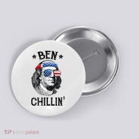 Ben Chillin 4th of July Ben Franklin USA Independence Flag Button thumb 0