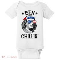 Ben Chillin 4th of July Ben Franklin USA Independence Flag Baby Bodysuit thumb 0